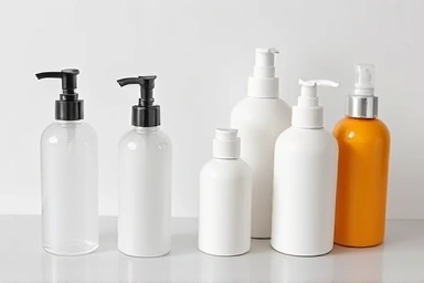 Variety of reusable travel-sized cosmetic containers.