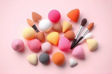Assortment of makeup sponges and applicators