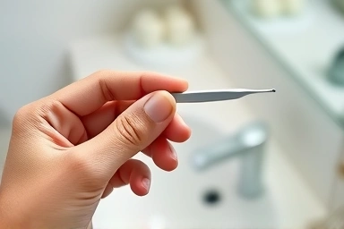 Hand holding a simple eyebrow razor for grooming.