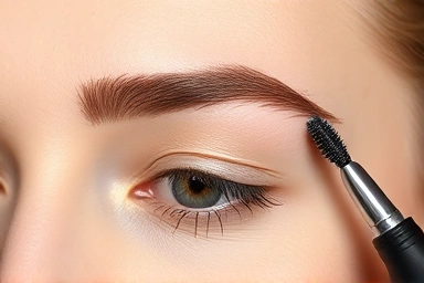 Perfectly groomed eyebrows, clean lines, natural shape, beauty.