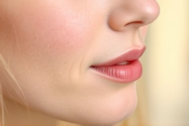 Subtle facial blush, gentle skin improvement, warm aesthetic