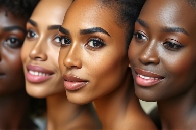 Diverse skin tones and foundation shades blending naturally.