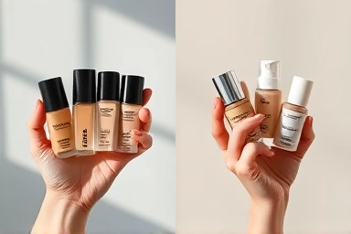 Foundation shades under different lighting conditions.