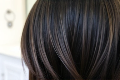 Natural gray hair blending with dark hair using shampoo