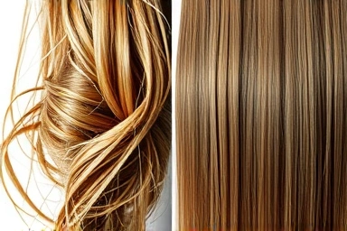 Tangled vs. well-maintained hair extensions comparison.