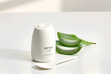 Depilatory cream, spatula, and aloe vera for gentle hair removal