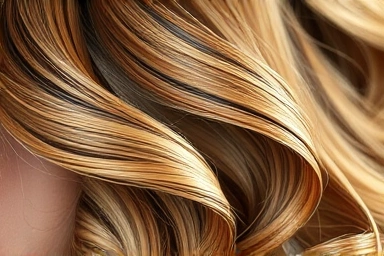 Close-up of voluminous layered haircut and S-curls
