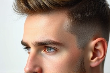 Close-up of a man's neat, professional hairstyle