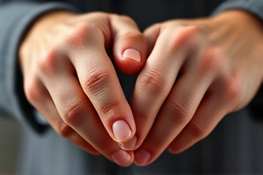 Manicured hands with clean nails and cuticles.