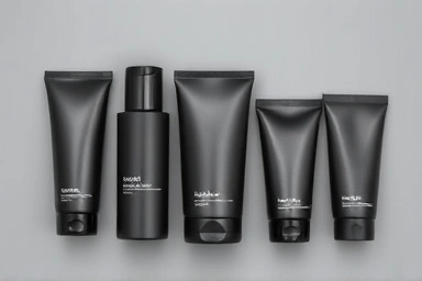 Modern men's skincare primer and cosmetic products.