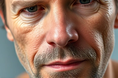 Close-up of man's skin with enlarged pores