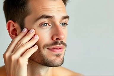 Man applying clear sunscreen, natural finish