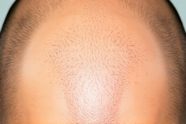 Healthy male scalp, free from oiliness and stickiness.