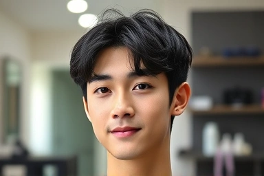 Young Korean man with textured see-through perm hairstyle