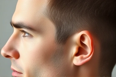 Man with smooth, perfectly styled side hair, no lift.
