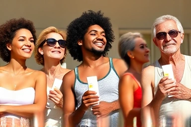 People with various skin types enjoying sun protection.