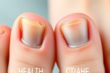 Healthy toenail transforming from infected nail