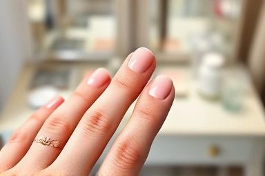 Healthy, strong fingernails with natural sheen.