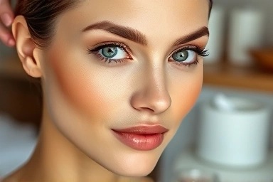 Woman with smooth skin, reduced nasolabial folds, confident expression.