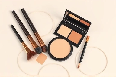 Makeup brushes and matte contouring powder palette