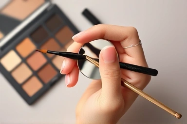 Makeup artist's tools for creating subtle, natural eye makeup.