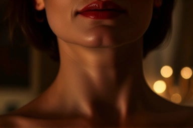 Elegant neck skin texture, soft focus, luxurious skincare.