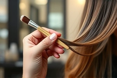 Hairstylist applying Balayage color