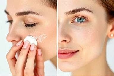 Before and after visual of skin brightening with topical treatment.