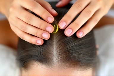 Scalp massage for postpartum hair loss, promoting circulation.