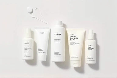 Minimalist skincare products for sensitive skin.