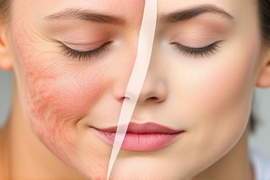 Comparison of irritated vs. healthy skin, visual transition