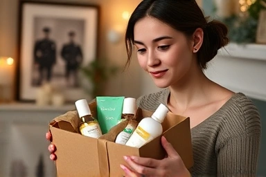 Thoughtful gift selection for a soldier's skincare.