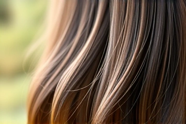Healthy, shiny hair with no split ends, smooth texture
