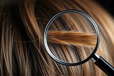 Damaged, split hair end, dull and dry texture