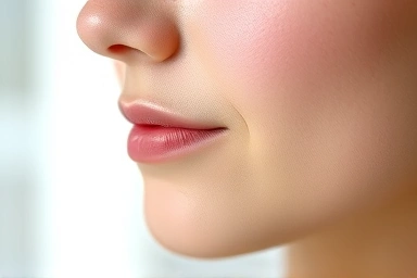 Natural blush on cool-toned skin, emphasizing translucency.