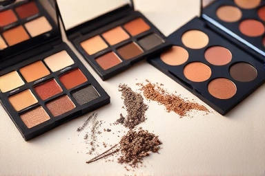 Elegant arrangement of eyeshadows, showcasing beauty and color.