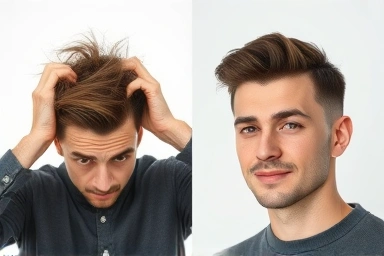 Man's hair transformation: messy vs. managed two-block cut