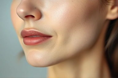Radiant skin texture with subtle facial contour enhancement.