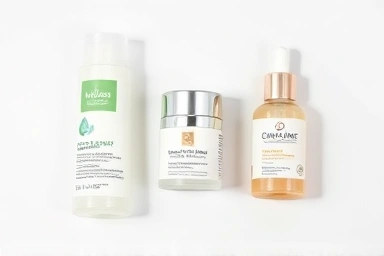 Skincare products for post-treatment hydration and collagen.