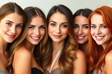 Women with warm skin tones showing off beautiful hair colors.