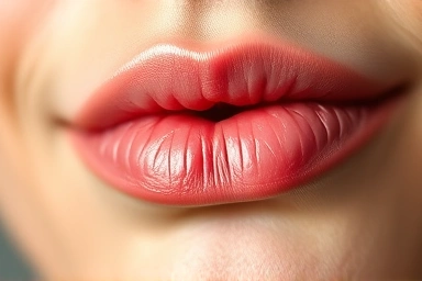 Dewy hydrated lips with subtle sheen