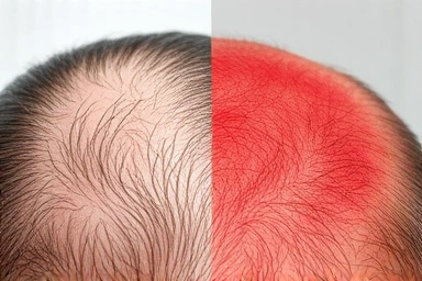 Healthy vs. unhealthy scalp comparison: dry vs. moist conditions.