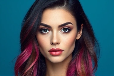 Winter cool tone woman with vibrant, complementary hair color.