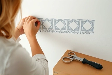 DIY accent wallpaper installation in a bedroom