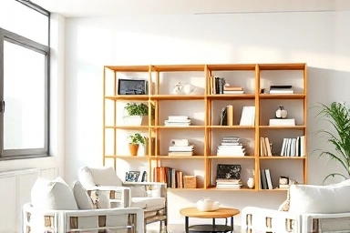 Adjustable bookshelf in a modern living room
