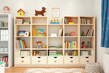 Adjustable bookshelf in a child's room