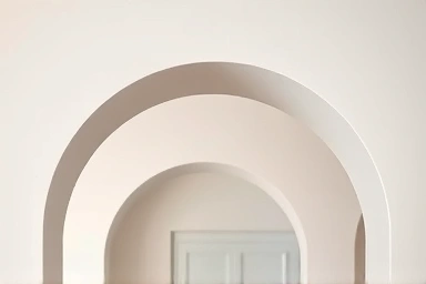 Close-up of a smooth, curved archway's aesthetic texture