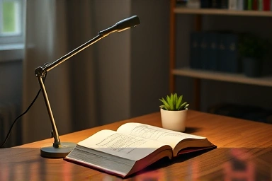 Artemide Tolomeo desk lamp illuminating a book
