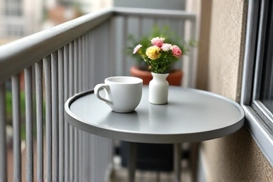 Small foldable balcony table set for one person.