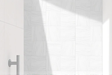 Elegant bathroom with seamless mitered tile edges